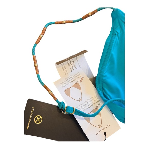 VIX PAULA HERMANNY Laura Tri Parallel Bikini Top In Blue NWT - Picture 4 of 6